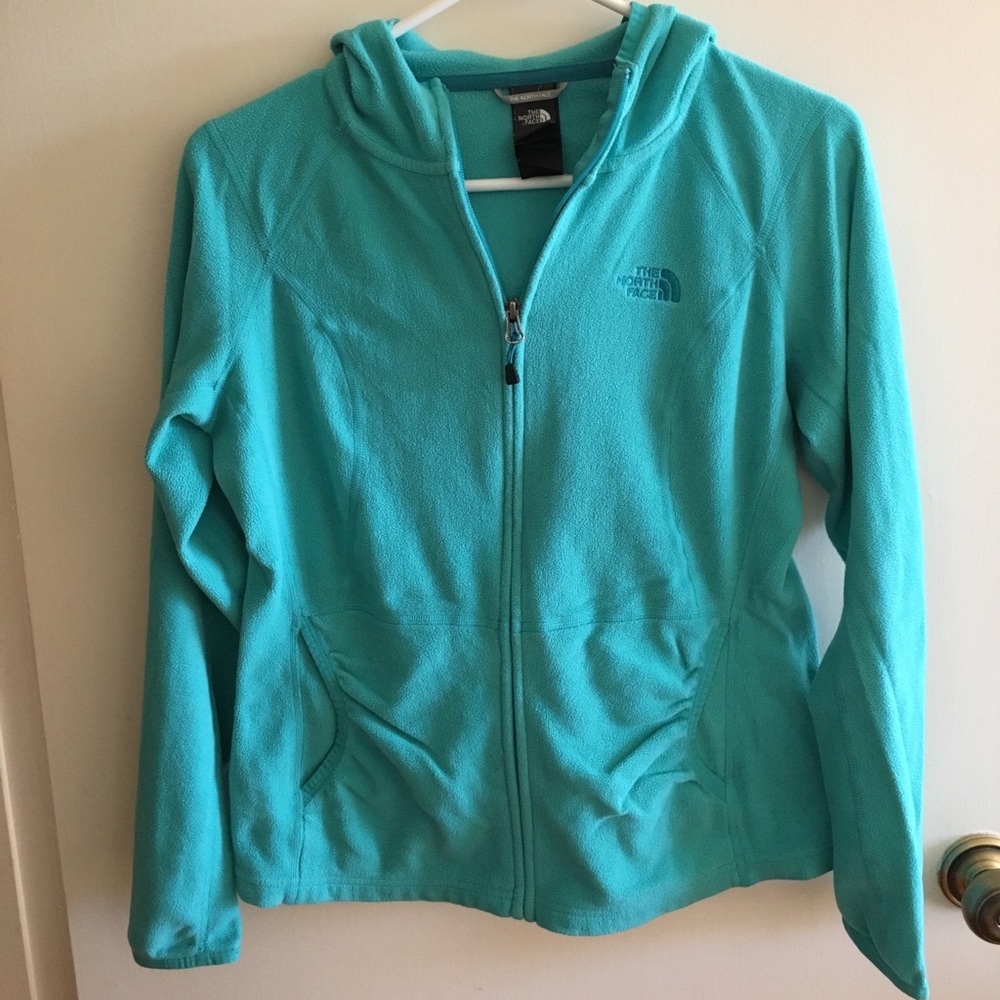 Turquoise north face fleece full zip size small